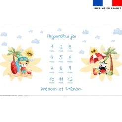 Coupon 135x74 cm pour couverture mensuelle jumeaux personnalisée - Animaux d'été