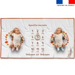 Coupon 135x74 cm pour couverture mensuelle jumeaux personnalisée - Animaux d'automne