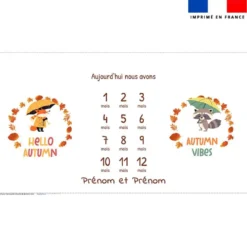 Coupon 135x74 cm pour couverture mensuelle jumeaux personnalisée - Animaux d'automne