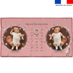 Coupon 135x74 cm pour couverture mensuelle jumeaux motif folk fox