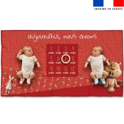 Coupon 135x74 cm pour couverture mensuelle jumeaux motif bébé castor - Création Stillistic