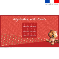 Coupon 135x74 cm pour couverture mensuelle jumeaux motif bébé castor - Création Stillistic