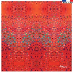 Coupon 45x45 cm rouge motif cercles bleus - Création Lita Blanc