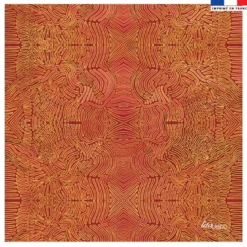 Coupon 45x45 cm rouge motif formes jaunes abstraites - Création Lita Blanc