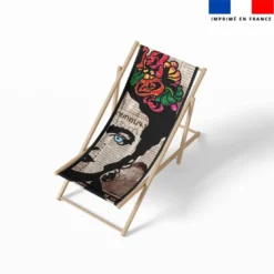Coupon 45x150 cm tissu imperméable motif femme mexicaine pour transat - Création Anne-Sophie Dozoul