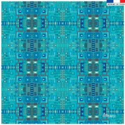 Coupon 45x45 cm turquoise motif géométrique - Création Lita Blanc