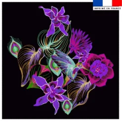 Coupon 45x45 cm vert imprimé paradis floral - Création Lili Bambou