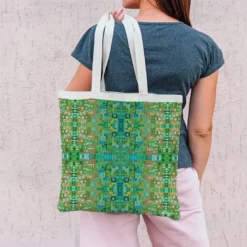 Coupon 45x45 cm vert motif petits carrés - Création Lita Blanc