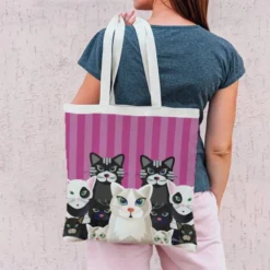 Coupon 45x45 cm violet imprimé chat - Création Lita Blanc