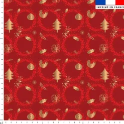 Couronne de Noel rouge - Fond bordeaux