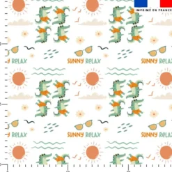Crocodile à la plage - Fond blanc