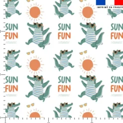 Crocodiles à la plage - Fond blanc