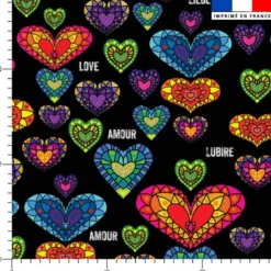 Cœurs mosaïque - Fond noir - Création Lita Blanc