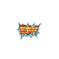 Écusson blanc brodé "Pow" rouge jaune bleu