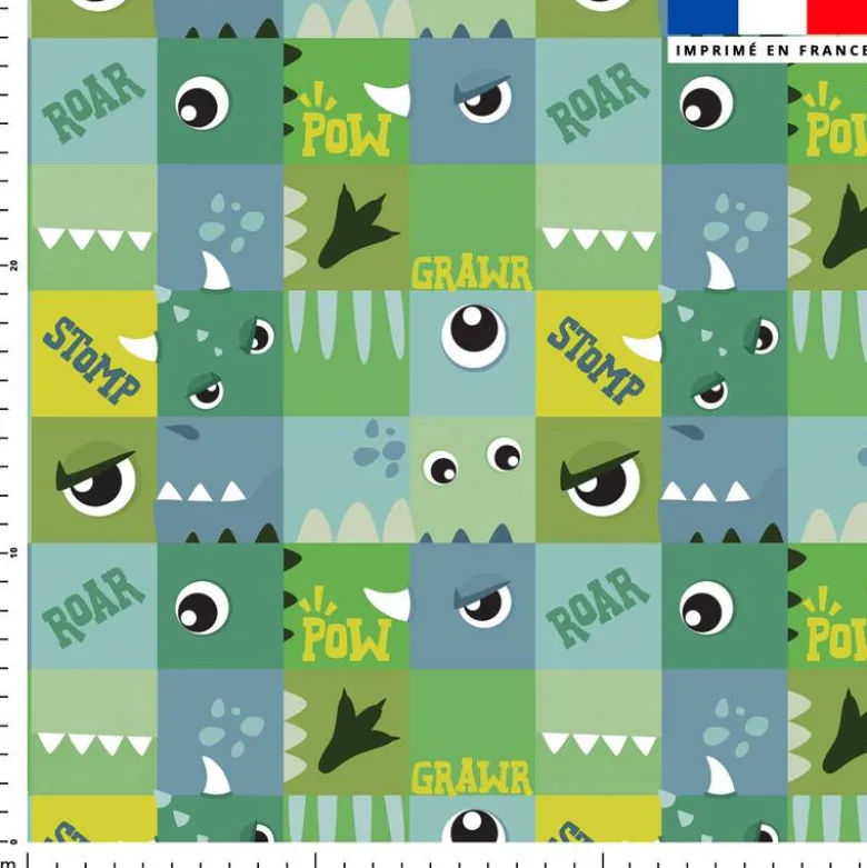 Damier dinosaure - Fond vert