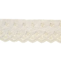 Dentelle broderie 65mm motif papillons sur tulle écru