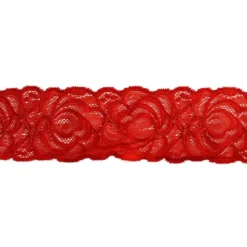 Dentelle élastique à fleurs rouge 60 mm