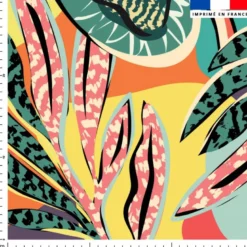 Dessin feuilles tropicales - Fond multicolore
