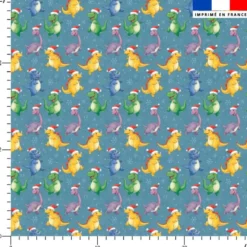 Dino bonnet de Noël - Fond bleu denim