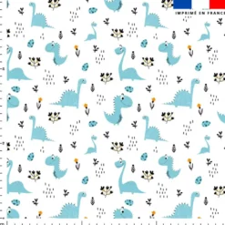 Dinosaure bleu souriant - Fond blanc