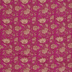 Double gaze matelassée réversible motif fleur et feuille abstraite