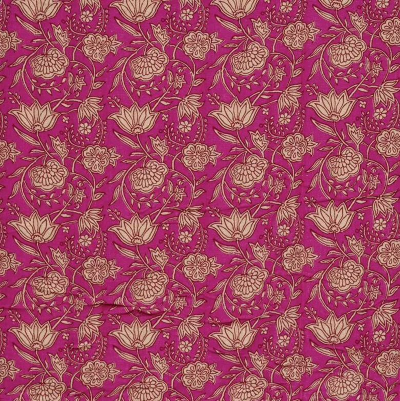 Double gaze matelassée réversible motif fleur et feuille abstraite
