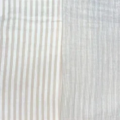 Double gaze à rayures beiges et blanches