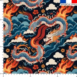 Dragon asiatique - Fond bleu nuit