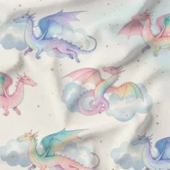 Dragon volant multicolore - Fond écru