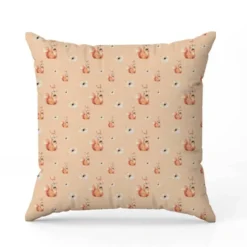 Ecureuil et fleur jaune - Fond orange pastel