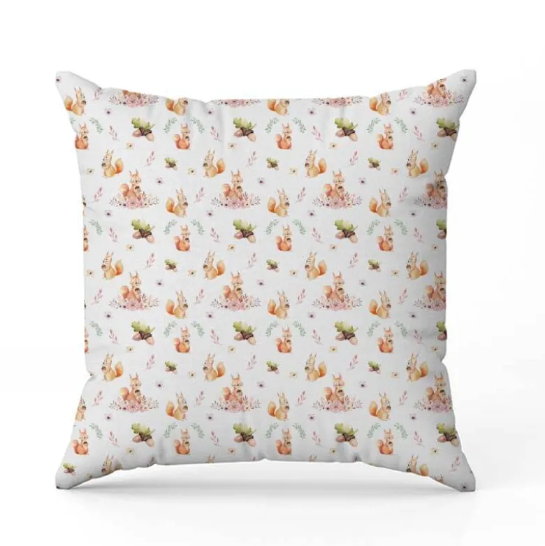 Ecureuils et couronnes de fleurs - Fond blanc