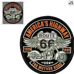Ecusson brodé thermocollant moto route 66