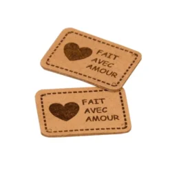 Etiquettes Fait avec amour camel x6