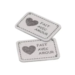 Etiquettes Fait avec amour gris x6