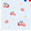 Etoiles et cadeaux de Noel - Fond bleu ciel