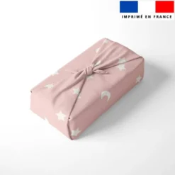 Etoiles et demi-lunes blanches - Fond rose clair