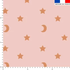 Etoiles et demi-lunes oranges - Fond rose