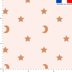 Etoiles et demi-lunes oranges - Fond beige