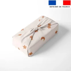 Etoiles et demi-lunes oranges - Fond beige