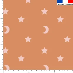Etoiles et demi-lunes roses - Fond orange