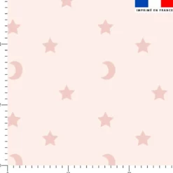 Etoiles et demi-lunes roses - Fond beige rosé