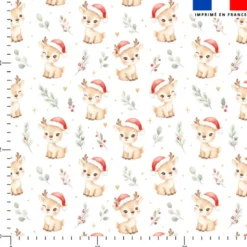 Faon bonnet de Noël - Fond blanc