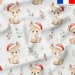 Faon bonnet de Noël - Fond blanc