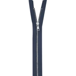 Fermeture en métal argent 45 cm col 196 bleu de minuit