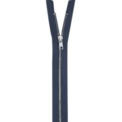 Fermeture en métal argent 8 cm col 196 bleu de minuit