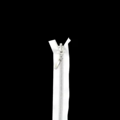 Fermeture réversible 25 cm blanche maille argentée
