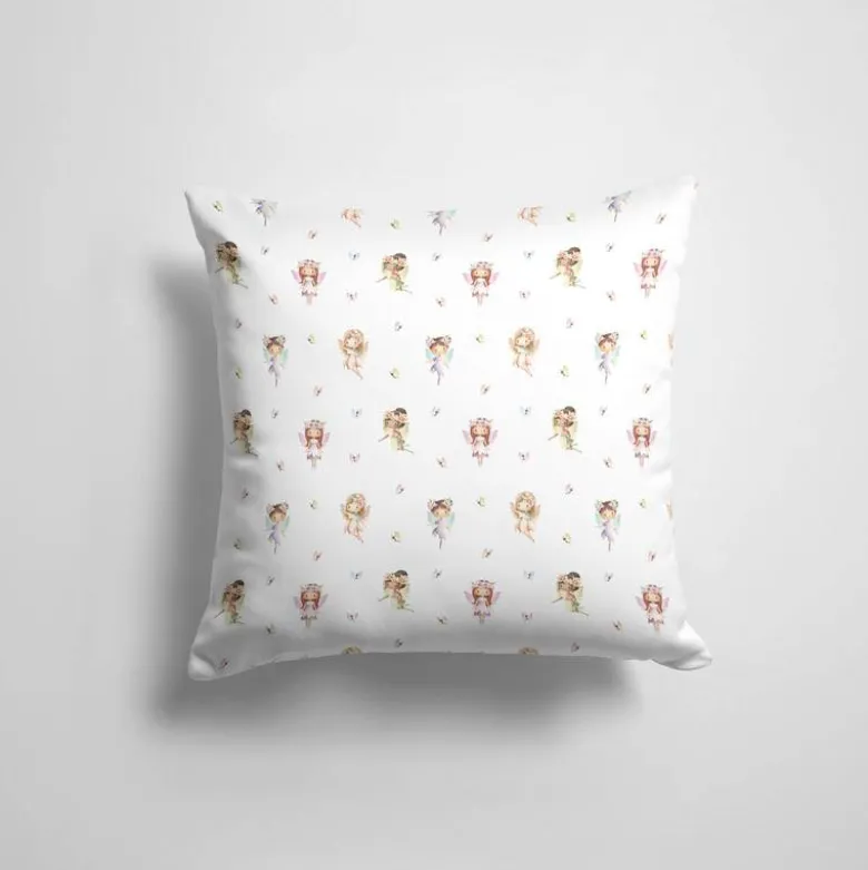 Fées et papillons multicolores pastel - Fond blanc