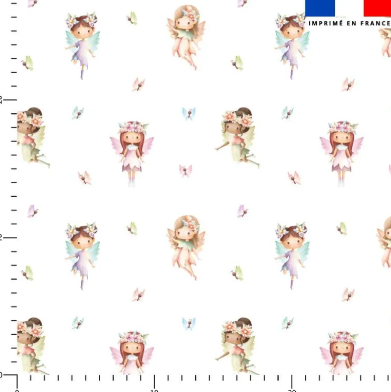 Fées et papillons multicolores pastel - Fond blanc