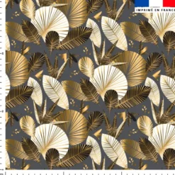 Feuillage exotique art déco gold - Fond gris