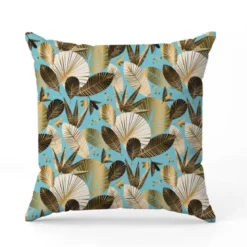 Feuillage exotique art déco gold - Fond bleu